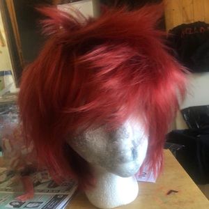 NON synthetic vivid red short cosplay wig
